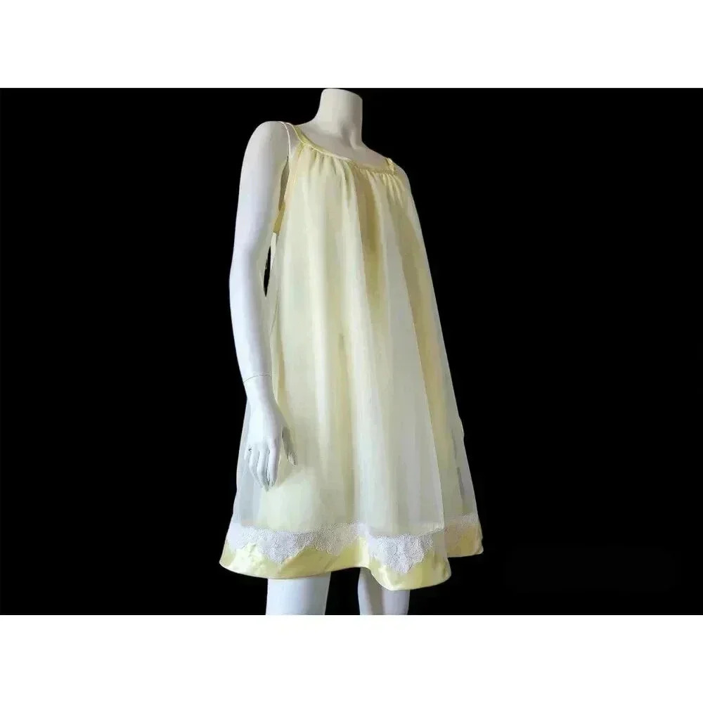Vintage 50s 60s Sheer Layered Babydoll Nightie S